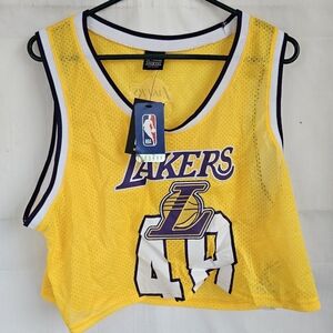 NBA Lakers Yellow Jersey with Purple Accents XL CROP TOP